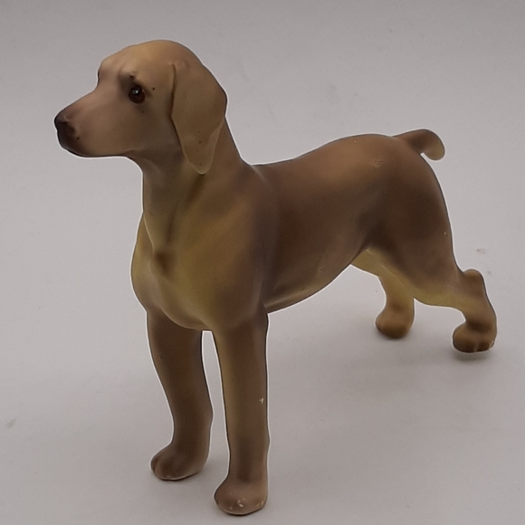 Vintage Matte Sandy Brown Lab Dog Stoic Figure Japan Porcelain - Picture 3 of 9